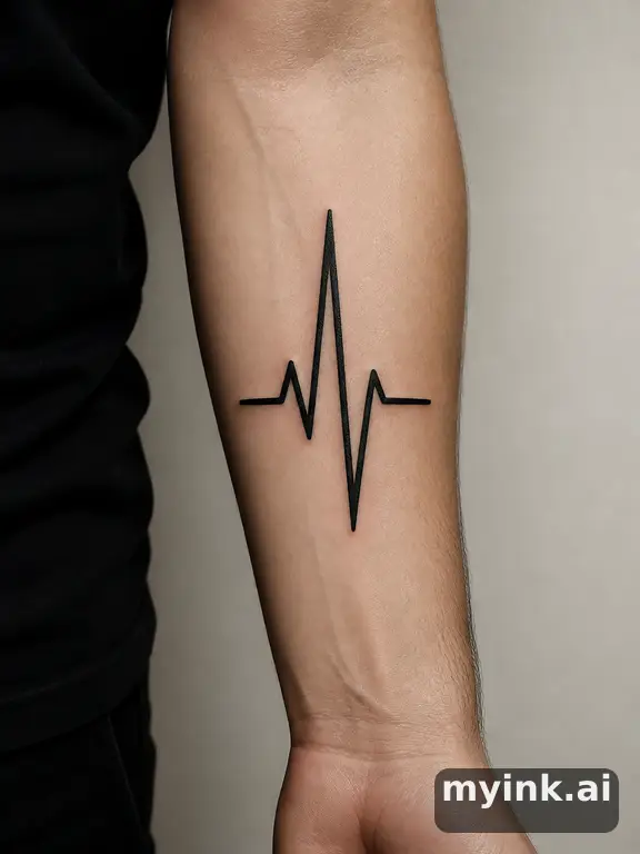 Heartbeat line — Blackwork Tattoo Design reference image