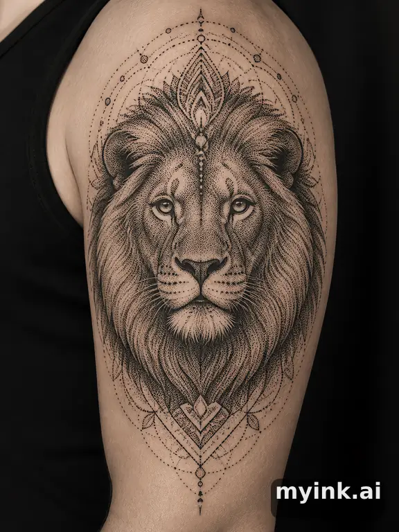 Majestic lion — Dotwork Tattoo Design reference image