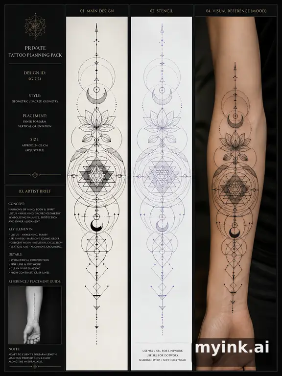 Private tattoo planning pack layout with main design — Geometric Tattoo Design reference image