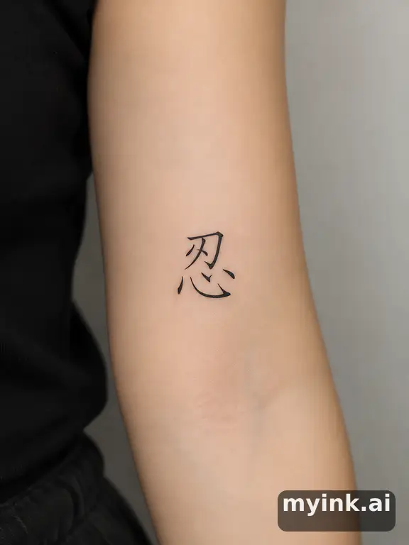 Chinese character '忍' (endurance) — Minimalist Tattoo Design reference image