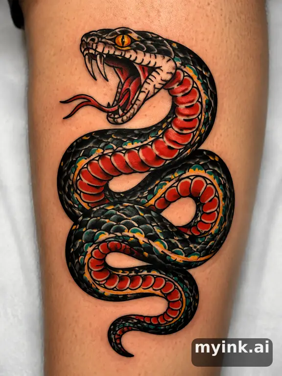 Coiled snake — Traditional Tattoo Design reference image