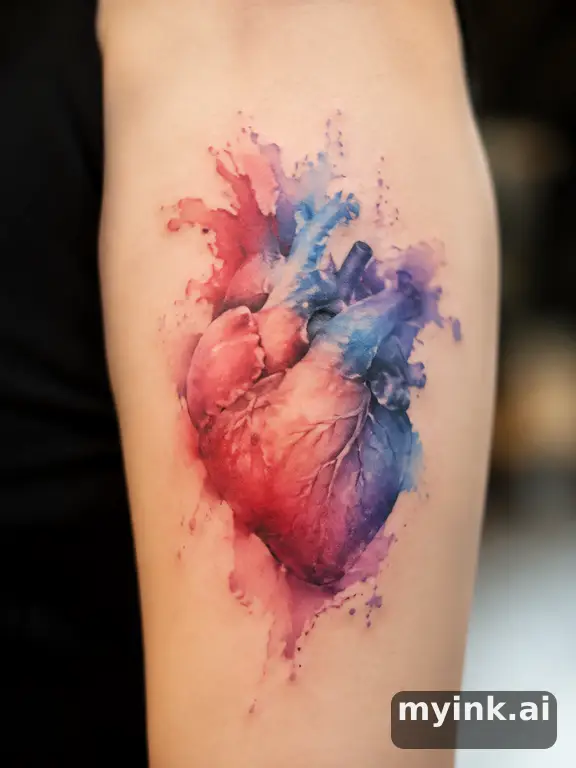 Heart — Watercolor Tattoo Design reference image