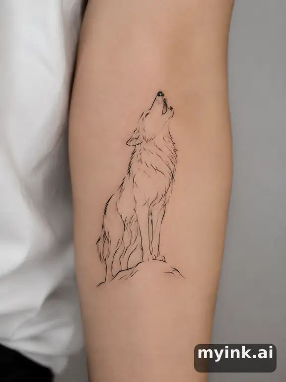 Howling wolf — Minimalist Tattoo Design reference image