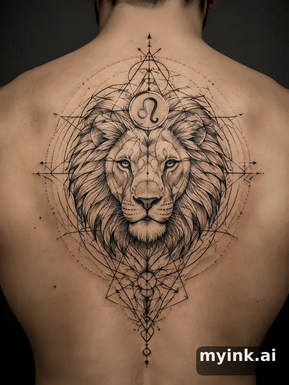 Leo zodiac lion symbol — Geometric Tattoo Design reference image