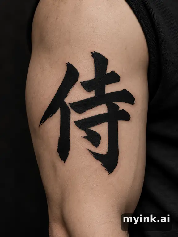Japanese kanji '侍' (samurai) — Blackwork Tattoo Design reference image