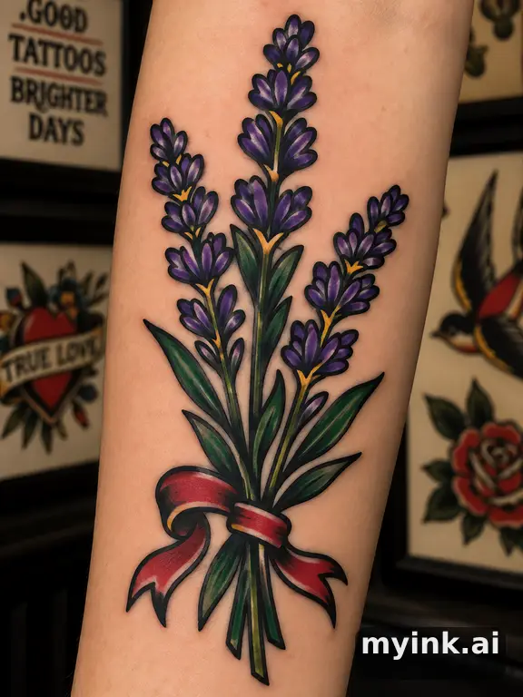 Lavender sprigs — Traditional Tattoo Design reference image