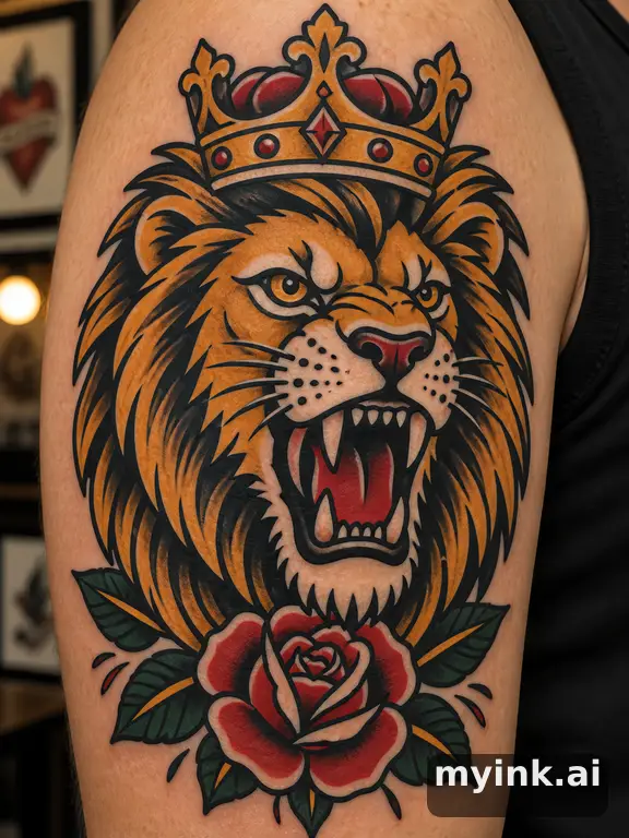 Majestic lion — Traditional Tattoo Design reference image