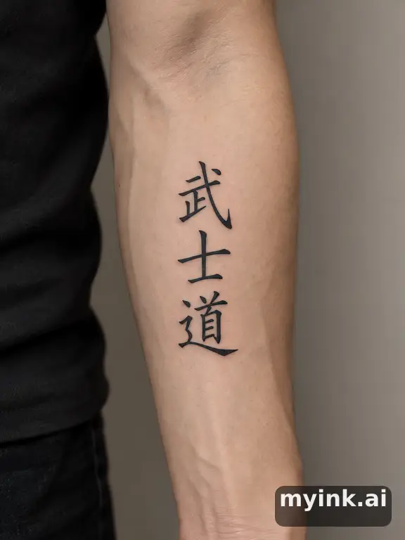 Japanese kanji '武士道' (bushido) — Minimalist Tattoo Design reference image