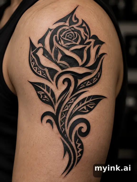Blooming rose — Tribal Tattoo Design reference image