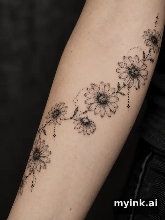Daisy chain — Dotwork Tattoo Design reference image