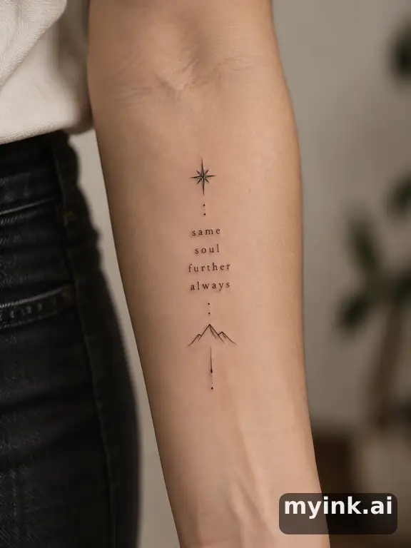 Meaningful vow tattoo concept with subtle symbols and aging-safe spacing — Minimalist Tattoo Design reference image