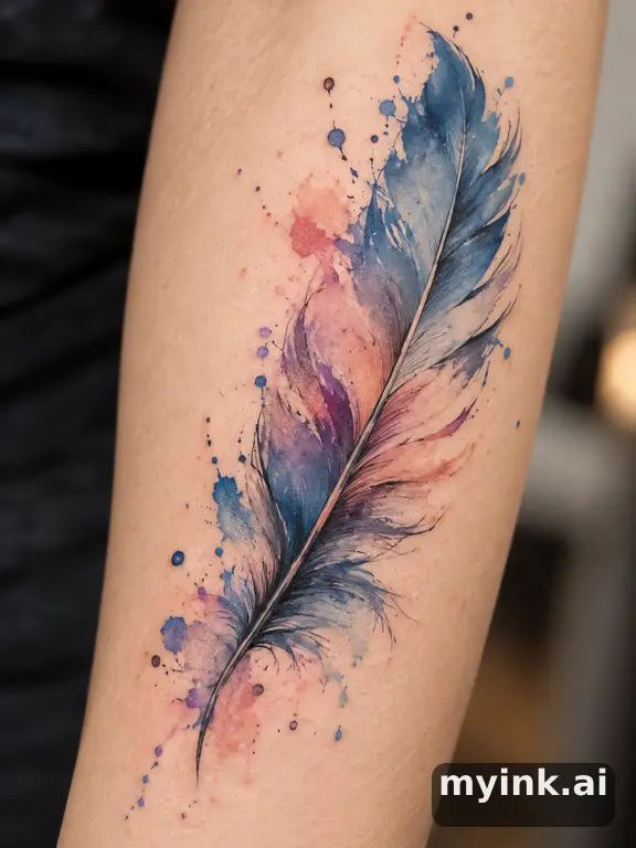 Feather — Watercolor Tattoo Design reference image