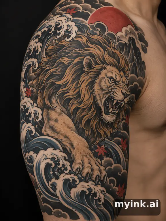 Majestic lion — Japanese Tattoo Design reference image