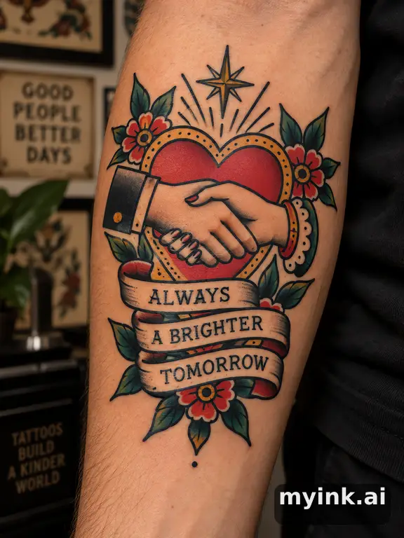 Meaningful vow tattoo concept with subtle symbols and aging-safe spacing — Traditional Tattoo Design reference image