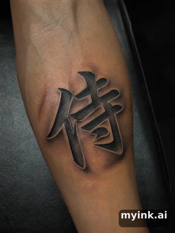 Japanese kanji '侍' (samurai) — Realistic Tattoo Design reference image