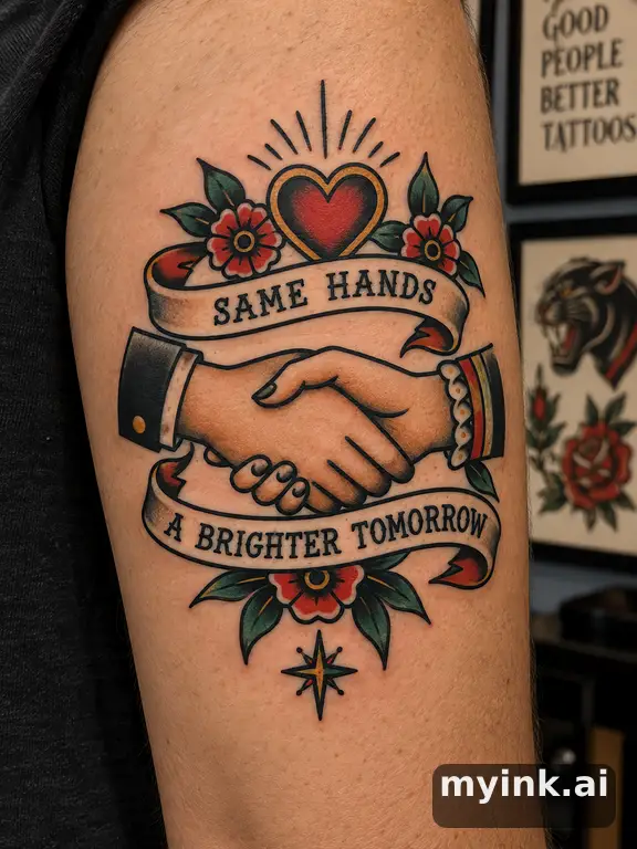 Meaningful vow tattoo concept with subtle symbols and aging-safe spacing — Traditional Tattoo Design reference image