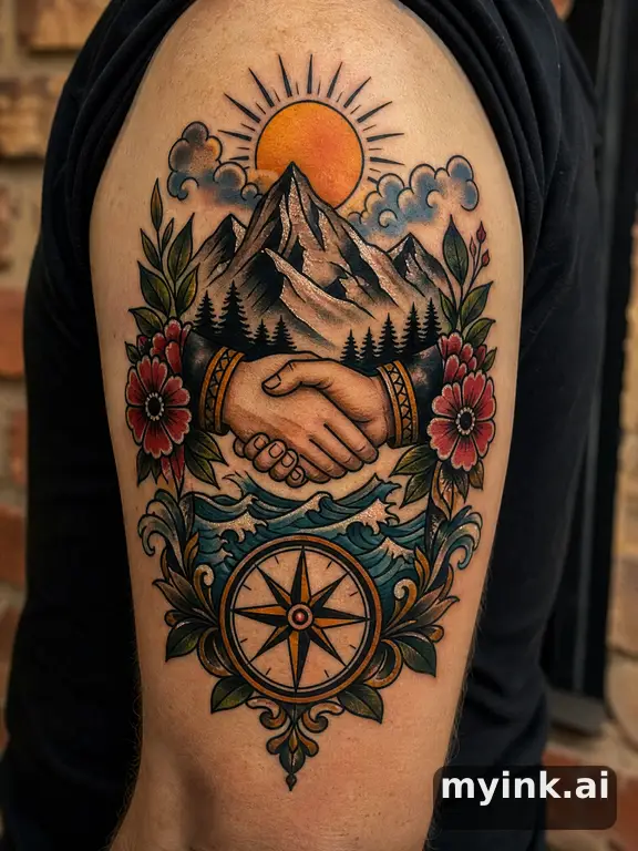 Meaningful vow tattoo concept with subtle symbols and aging-safe spacing — Neotraditional Tattoo Design reference image