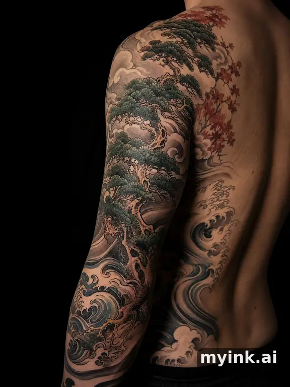 Forest treeline — Japanese Tattoo Design reference image
