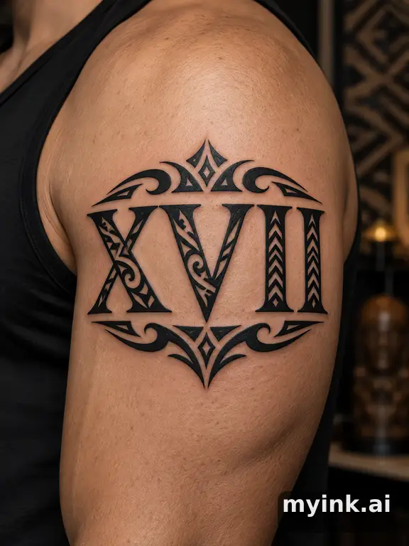 Roman numerals 'XVII' β Tribal Tattoo Design reference image