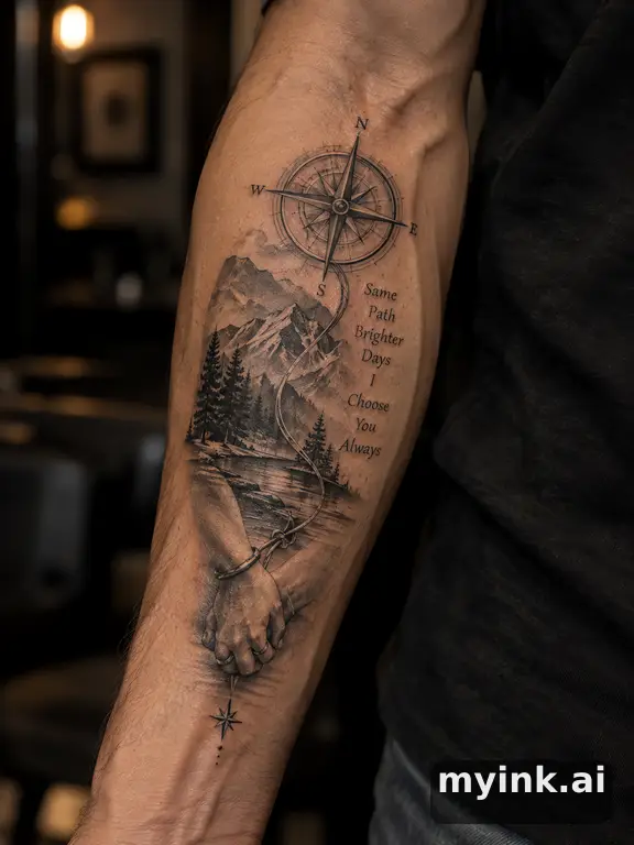 Meaningful vow tattoo concept with subtle symbols and aging-safe spacing — Realistic Tattoo Design reference image