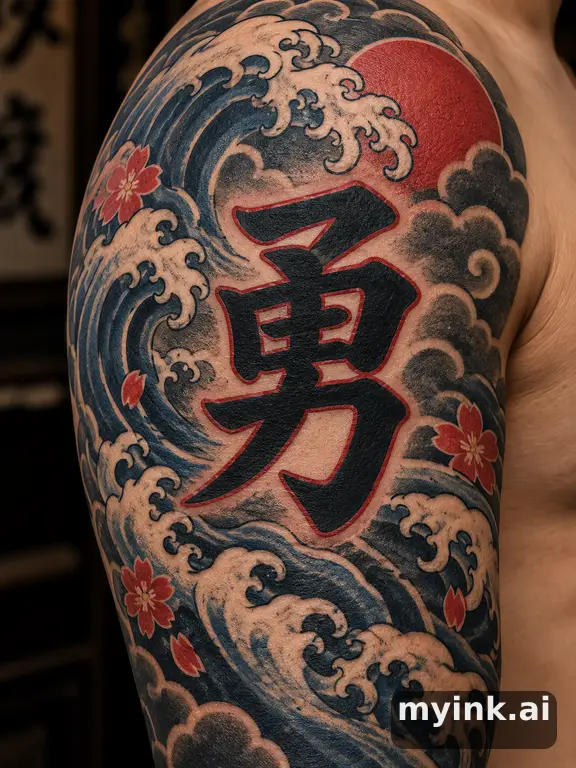 Chinese character '勇' (bravery) — Japanese Tattoo Design reference image