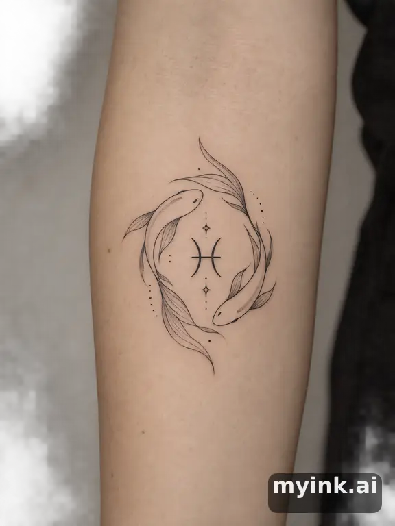 Pisces fish symbol — Minimalist Tattoo Design reference image