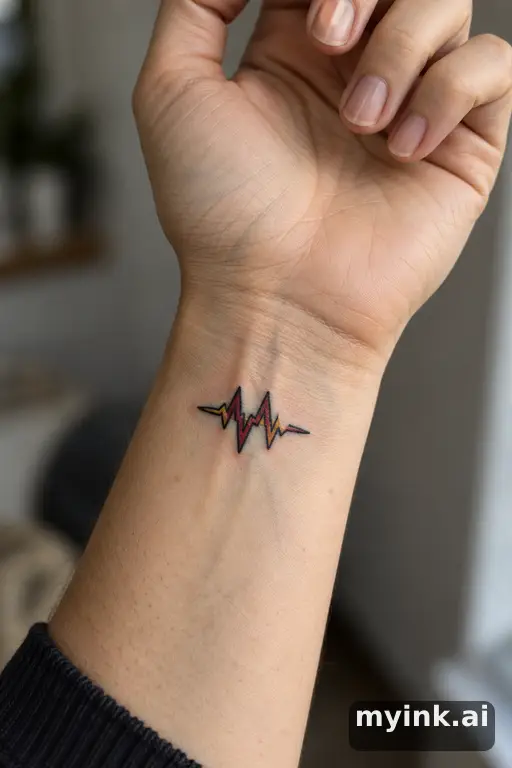 Heartbeat line — Traditional Wrist Tattoo reference image