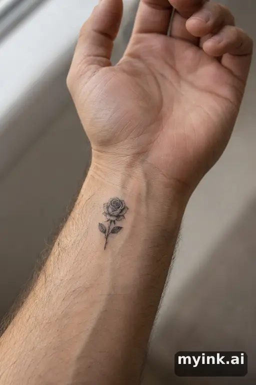 Tiny rose — Dotwork Wrist Tattoo reference image