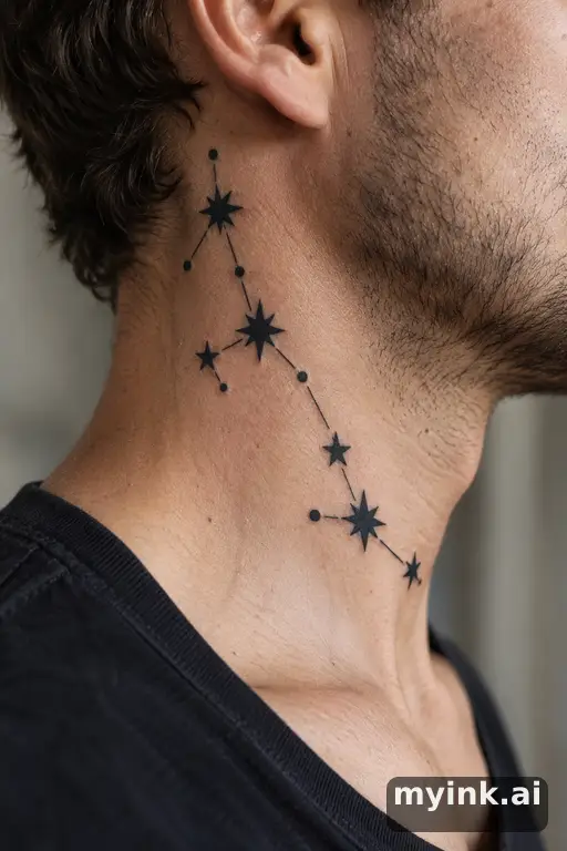 Star constellation — Blackwork Neck Tattoo reference image