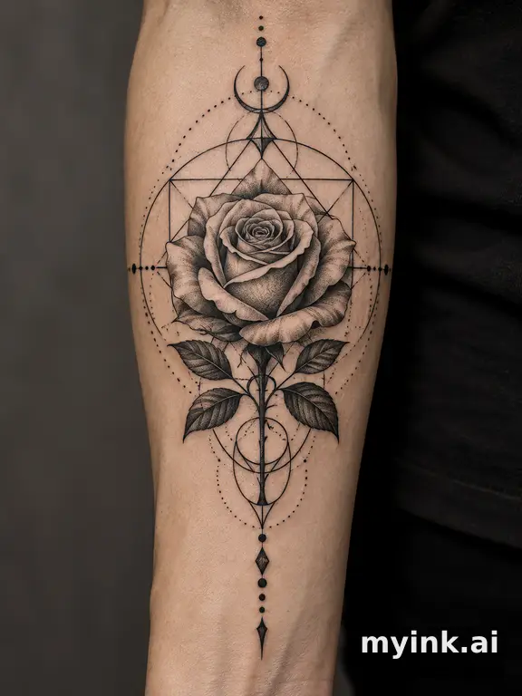 Blooming rose — Geometric Tattoo Design reference image