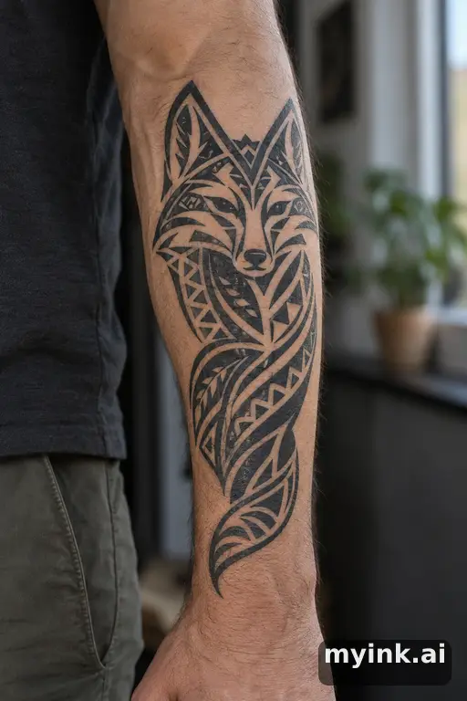 Geometric fox — Tribal Forearm Tattoo reference image