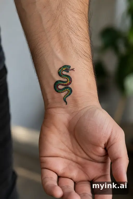 Small snake — Traditional Wrist Tattoo reference image