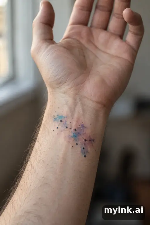 Star constellation — Watercolor Wrist Tattoo reference image