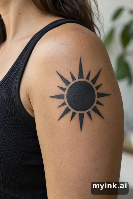 Geometric sun β Blackwork Sun Tattoo reference image