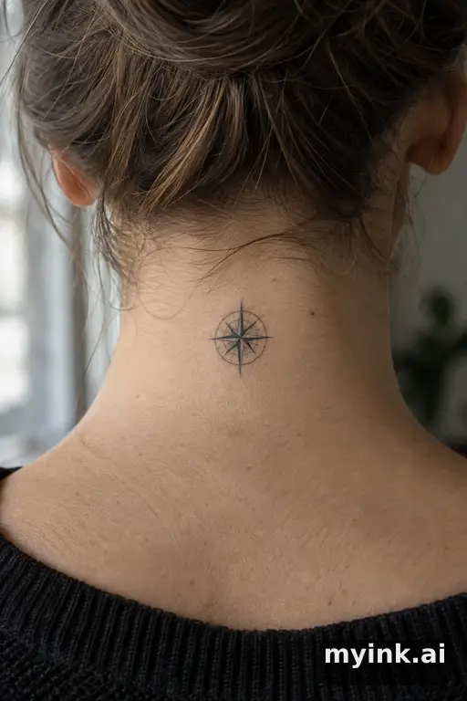 Tiny compass — Fine Line Tattoo reference image