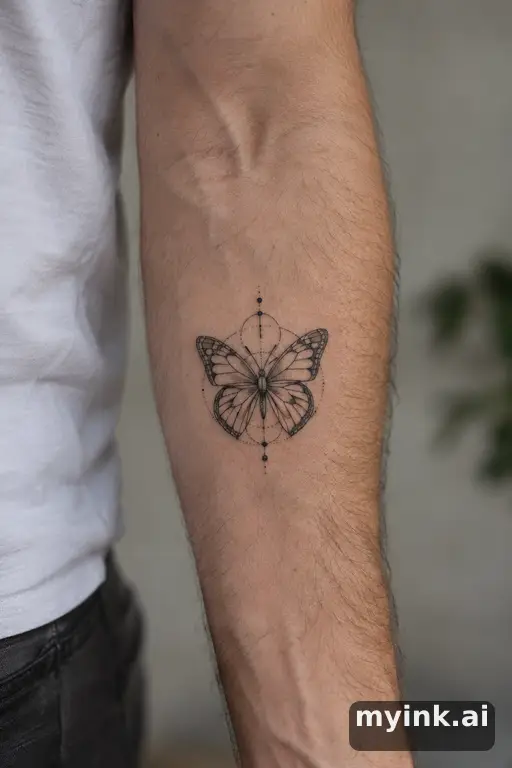 Small butterfly — Geometric Forearm Tattoo reference image