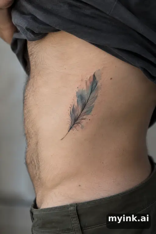 Small feather — Watercolor Small Tattoo reference image