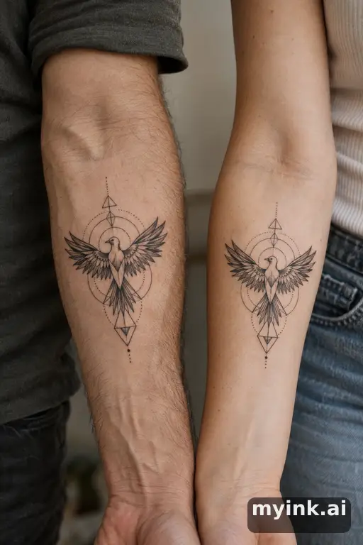 Matching birds — Geometric Matching Tattoo reference image