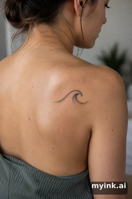Single-line wave β Realistic Tattoo for Women reference image