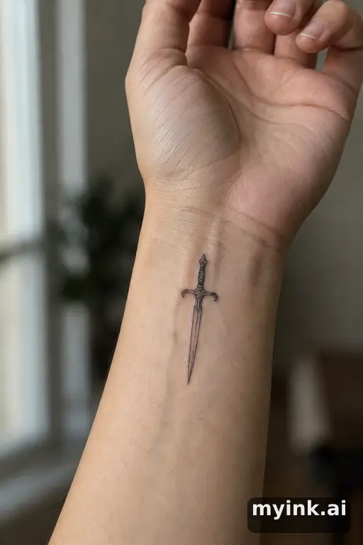 Small dagger — Fine Line Tattoo reference image