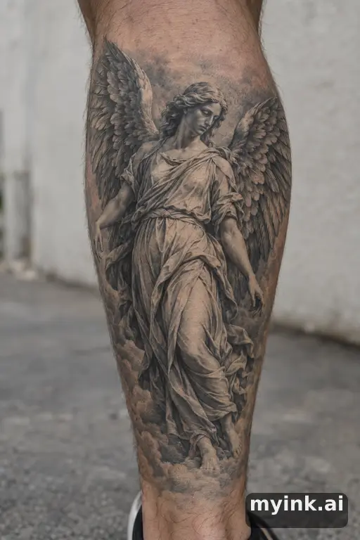 Angel with wings β Realistic Masculine Tattoo reference image