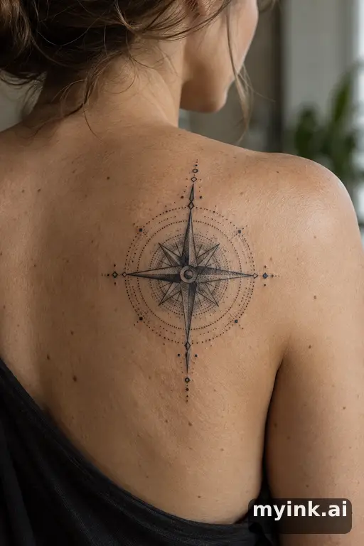 Compass rose β Dotwork Tattoo for Women reference image