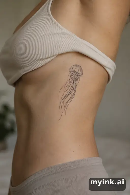 Jellyfish — Minimalist Rib Tattoo reference image