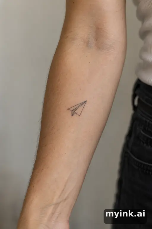 Paper plane — Fine Line Small Tattoo reference image