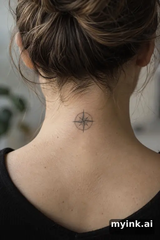 Tiny compass — Fine Line Tattoo reference image