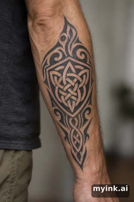 Celtic knot shield — Tribal Forearm Tattoo reference image