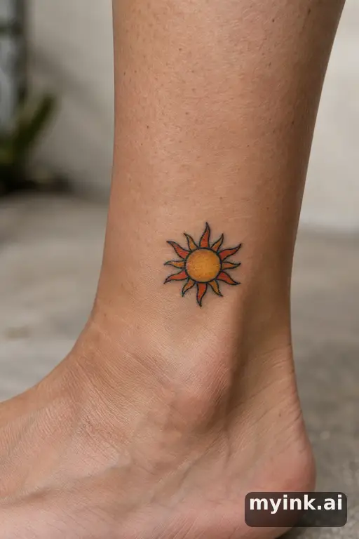 Small fine-line sun β Traditional Sun Tattoo reference image