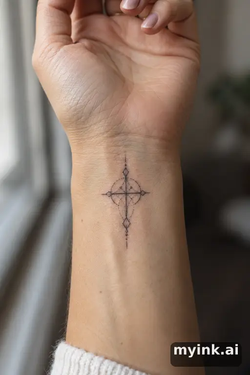 Small cross — Geometric Wrist Tattoo reference image