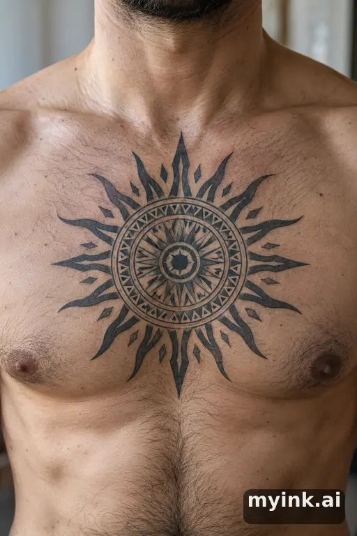 Tribal sun β Geometric Sun Tattoo reference image