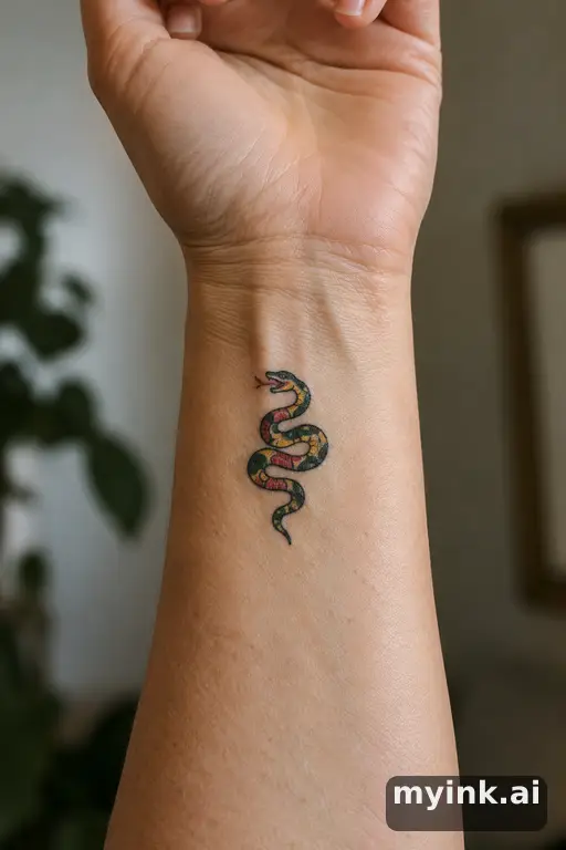 Small snake — Traditional Wrist Tattoo reference image